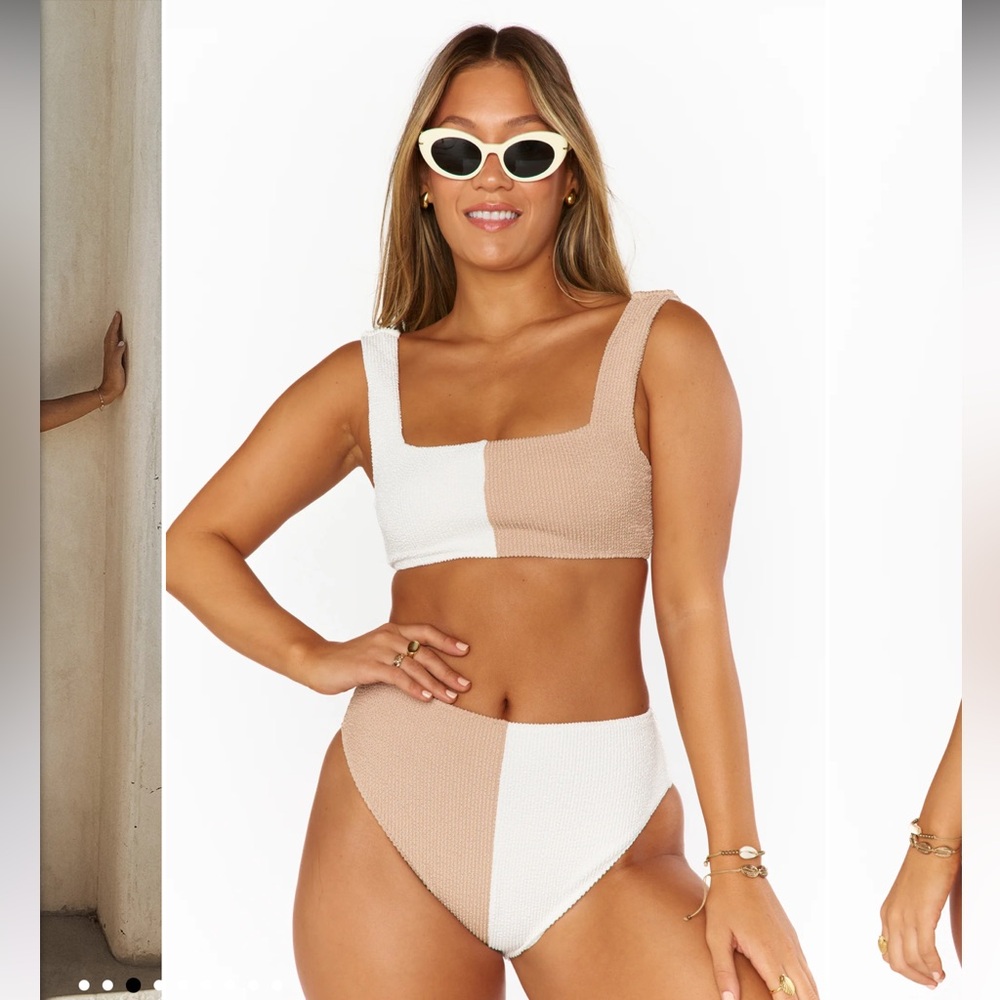 Show Me Your MuMu Colorblock Bikini - White and Tan